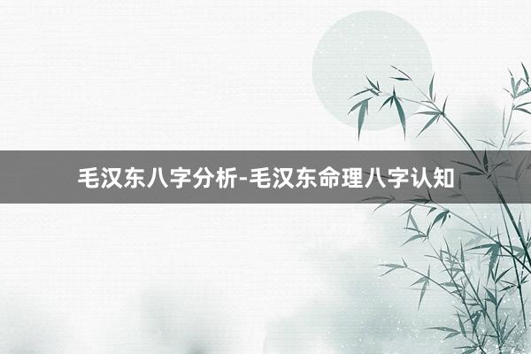 毛汉东八字分析-毛汉东命理八字认知