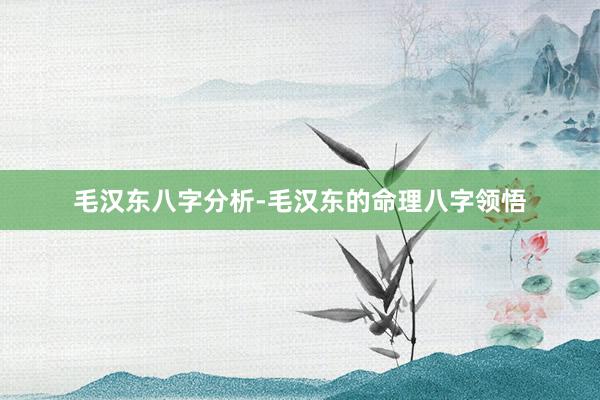 毛汉东八字分析-毛汉东的命理八字领悟